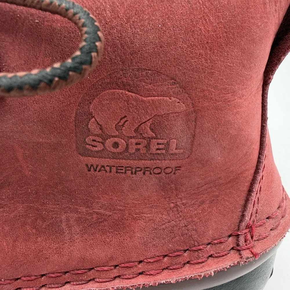 Sorel Boots‎ Women's Sz 6 Red Nubuck Leather Waterproof Ankle Out N About